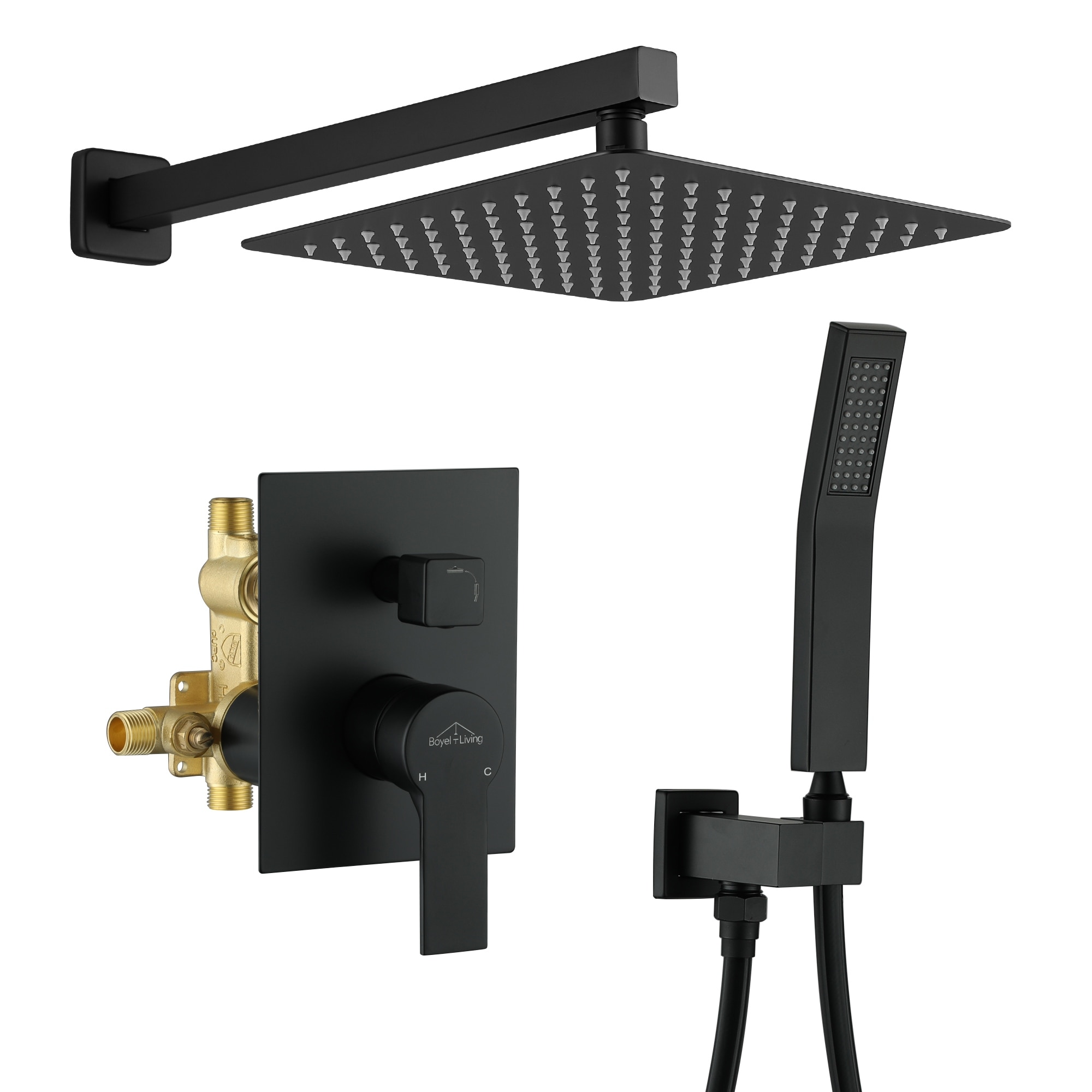 2.5 GPM 10 in. Wall Mount Dual Shower Heads with Pressure Balance Valve