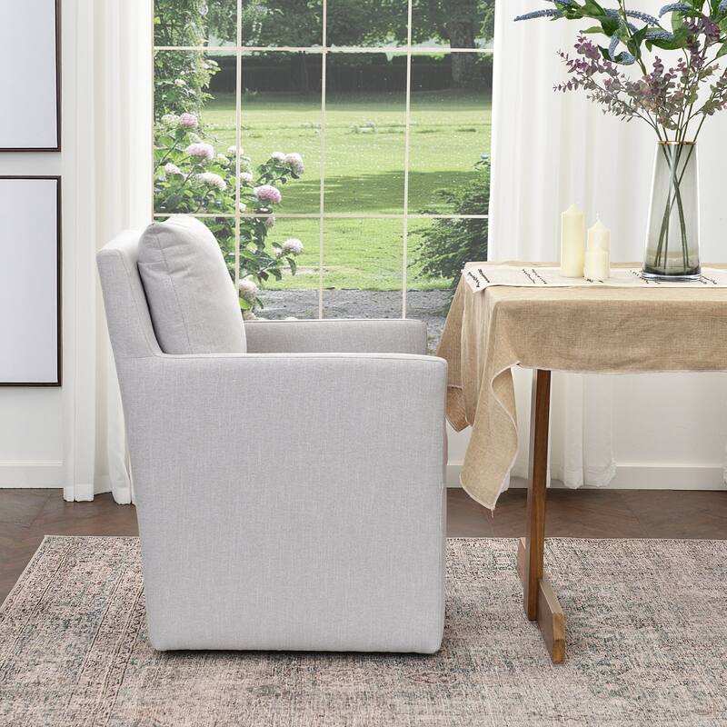 KINWELL 25" Performance Fabric Upholstered Rolling Dining Armchair