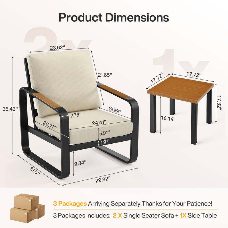 Outdoor Patio Conversation Sofa Set with Cushions