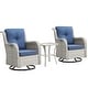 preview thumbnail 100 of 110, Pocassy 3-Piece Outdoor Swivel Bistro Set, Wicker Rocking Chairs
