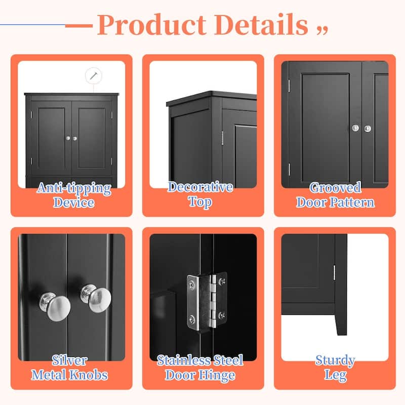 23.6 in. W x 43.3 in. H MDF Freestanding Linen Cabinet with Adjustable Shelves