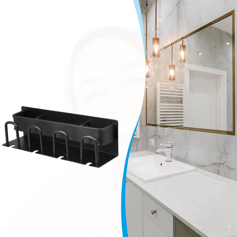Toothbrush Holder Wall Mounted, Toothbrush Holders and Toothpaste Squeezer Bathroom Set - Black - 10.24"x2.95"x2.95"(L*W*H)