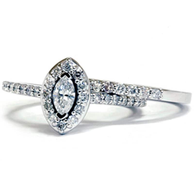 1ct Marquise Diamond Engagement Wedding Ring Matching Set Gold Lab Grown
