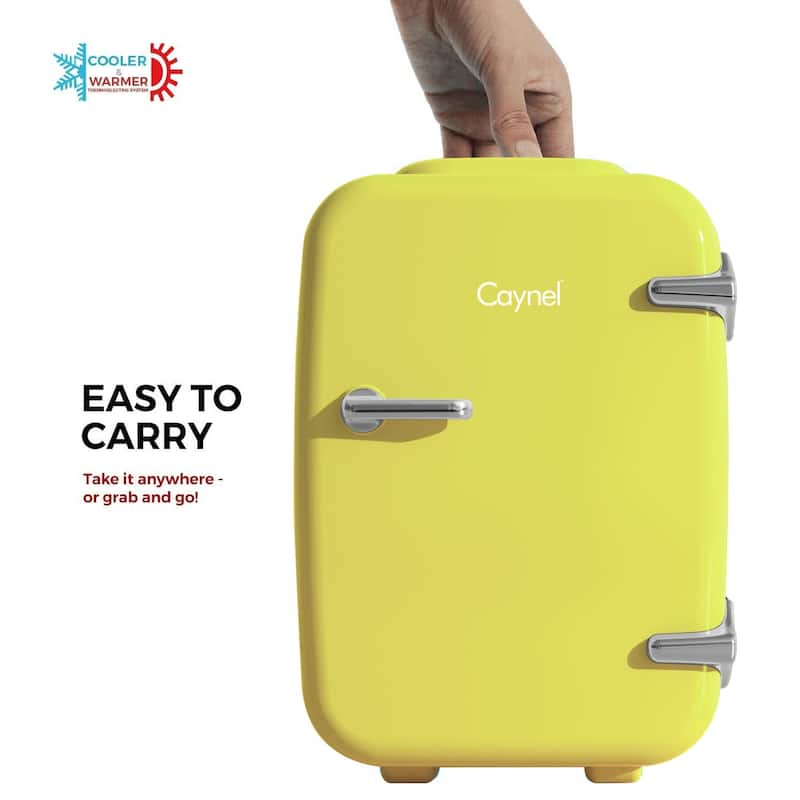 Caynel 4 Liter Portable Cooler and Warmer Mini Fridge for Home, Car