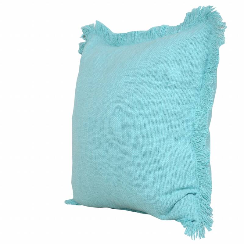HomeRoots 20" X 20" Bright Blue 100% Cotton Zippered Pillow