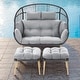 preview thumbnail 18 of 23, Gymojoy Double Wicker Egg Chair Outdoor Oversized Egg Chair Chair with Ottoman - Grey