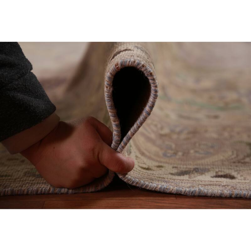 Tabriz Persian Vintage Area Rug Handmade Purple Wool Carpet - 10'0" x 12'11"