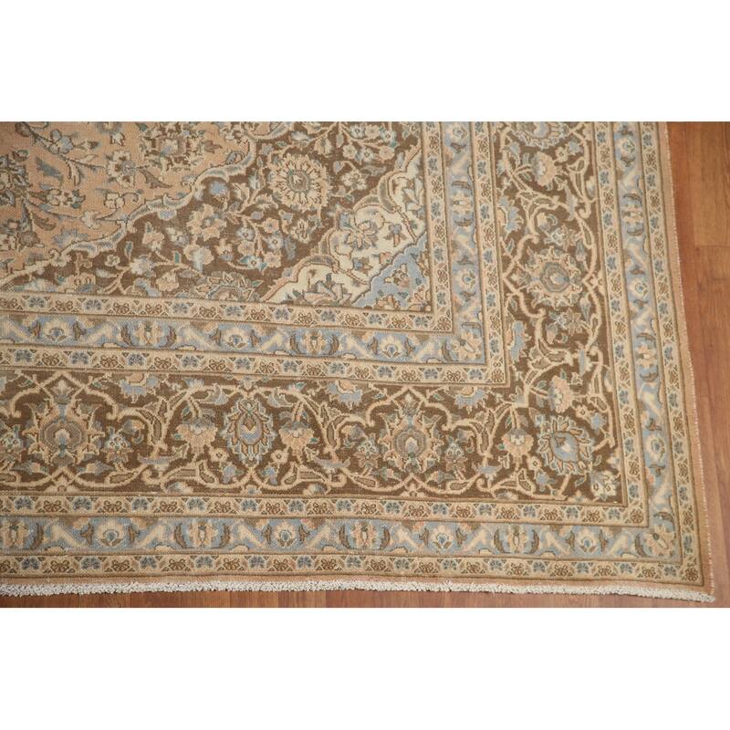 Hand Knotted Oriental 100% Wool Carpet Traditional Floral Peach Mashad Area Rug - 12' 3'' X 9' 7''
