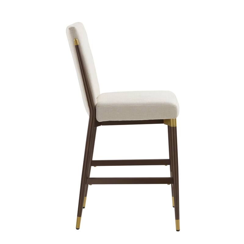 Christopher Knight Home - LuxeCraft Modern Upholstered Metal Base Counter Stool with Solid Back Design (Set of 2)