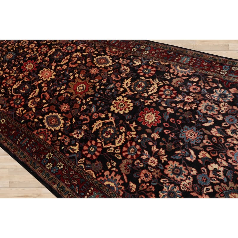 5'3''x11'5'' Hand Knotted Wool Midnight Blue Malayer Traditional Rug - 5' 3'' x 11' 5''