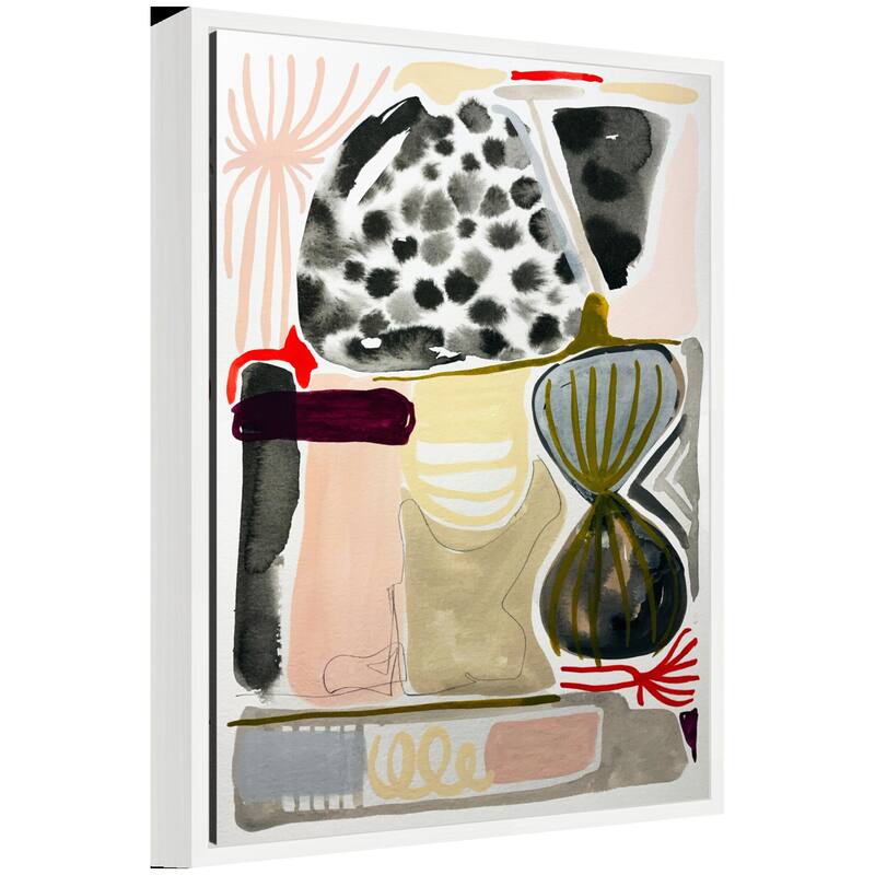 Kate and Laurel Sylvie Abstract 01 Framed Canvas by Emma Daisy - 18x24 - White