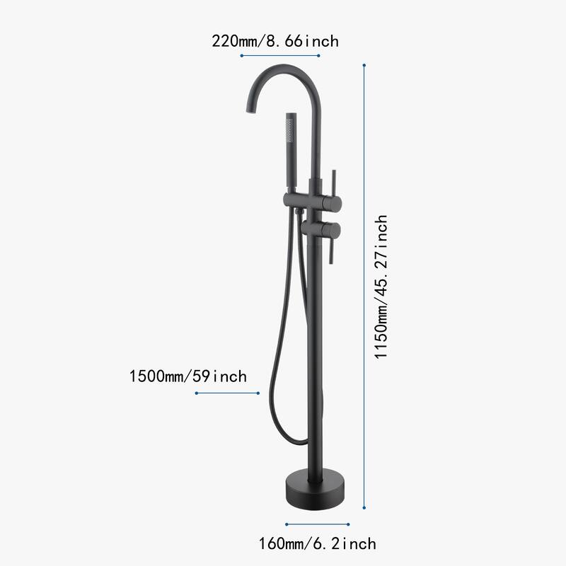 Single Handle Floor Mounted Gooseneck Freestanding Tub Filler