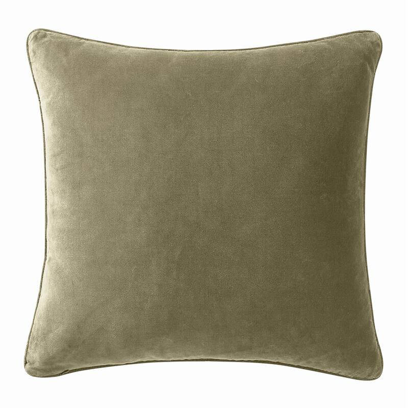 Brooklyn Loom Matte Cotton Velvet Euro Sham - Cover Only - Green
