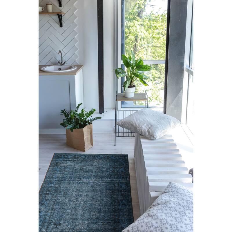 ECARPETGALLERY Hand-knotted Color Transition Sky Blue Wool Rug - 3'6 x 9'8