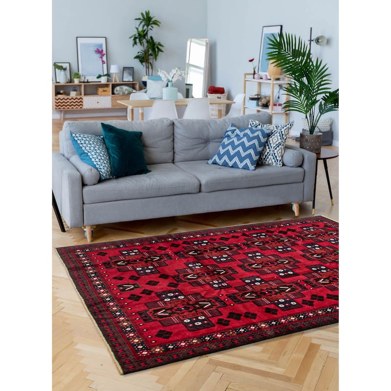 ECARPETGALLERY Hand-knotted Teimani Red Wool Rug - 6'5 x 9'0