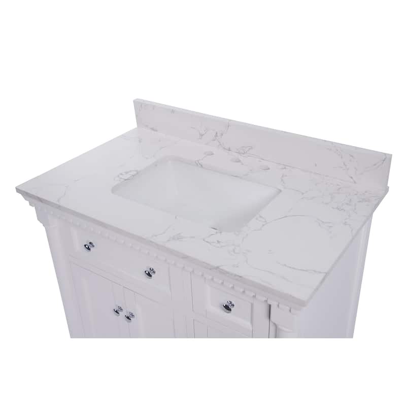 KitchenBathCollection Sydney 36" Bathroom Vanity with Engineered Marble Top