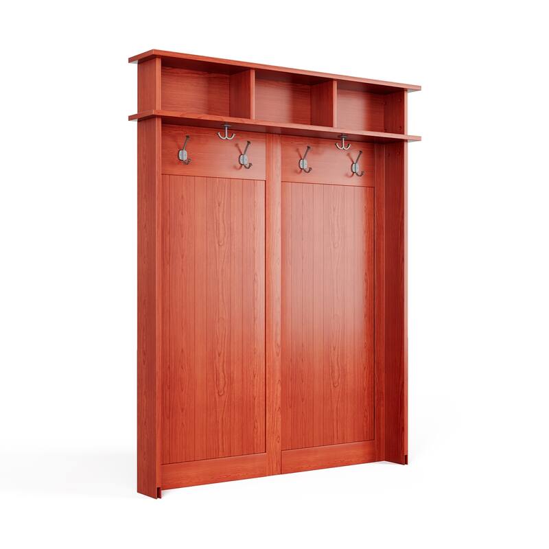 John Louis Home Solid Wood Hall Tree with Shoe and 1 Bin Storage