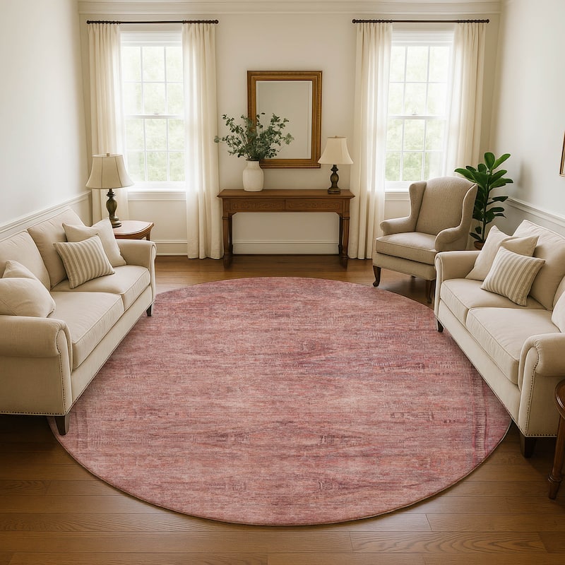 Premium Washable Super Soft Vintage Traditional Mayfield Rug - Terracotta - 8' x 8'