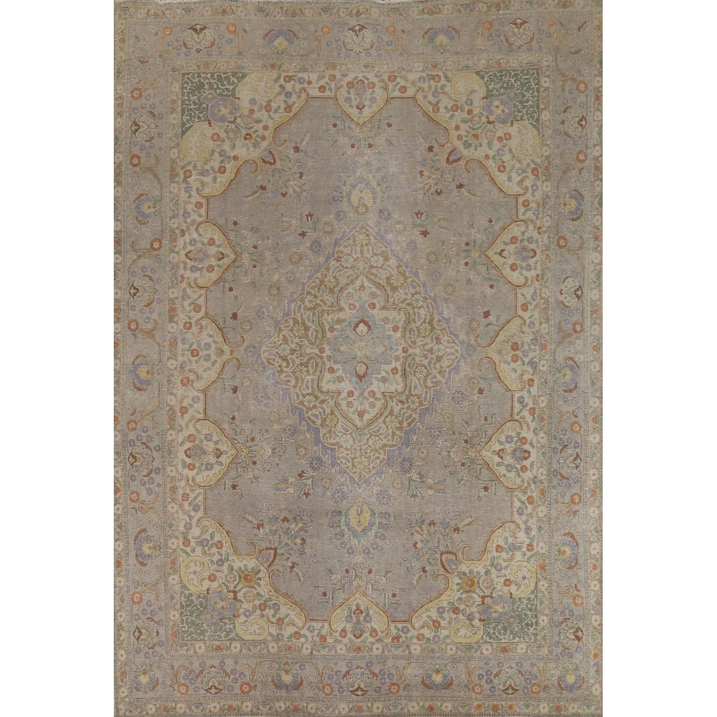 Tabriz Persian Vintage Area Rug Handmade Wool Carpet - 9'6" x 12'7"