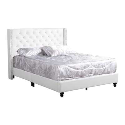 Jeweled Tufted Upholstered Panel Full Bed - 80" - White