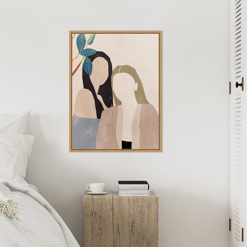 Amanti Art Leaves and Ladies I by Aimee Wilson Framed Canvas Wall Art Print - Sylvie Maple