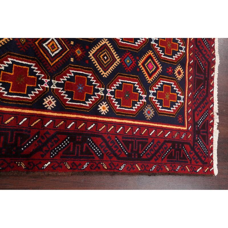 Geometric Traditional Persian Balouch Area Rug Handmade Wool Carpet - 3'4" x 6'5"