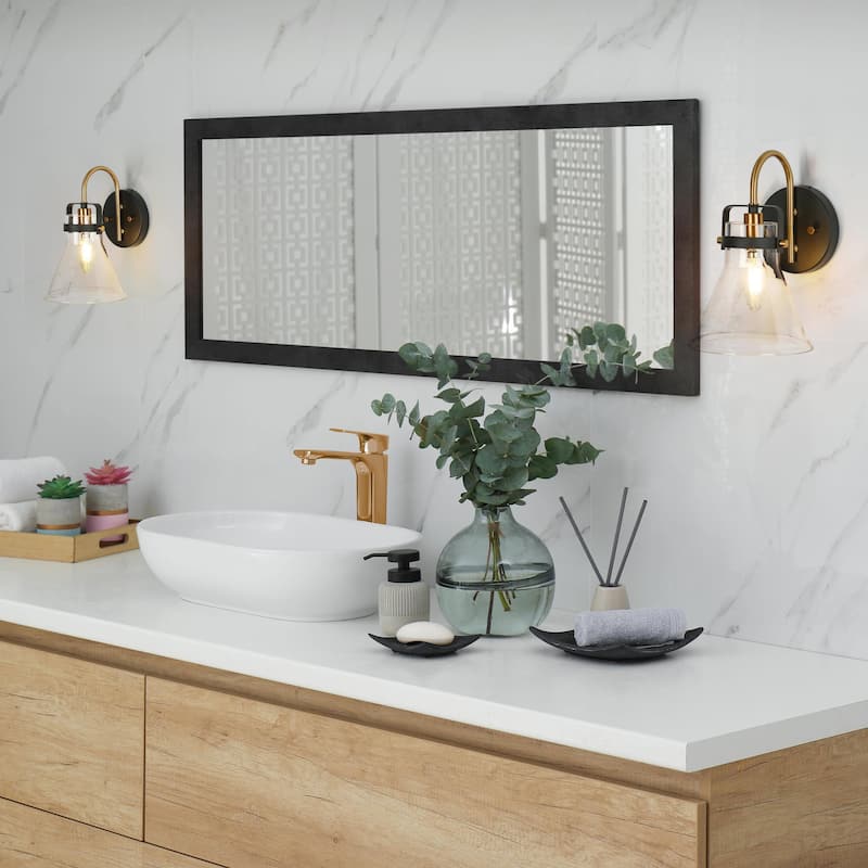 Mutch Rustic Farmhouse 1-light Wall Sconce Glass LED Dimmable Bathroom Vanity Light Kitchen Sink