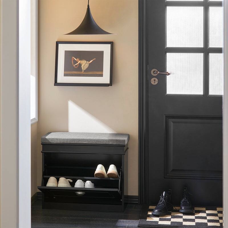 SoBuy FSR82-L-W, Hallway Shoe Bench Storage Cabinet With Flip-Drawer