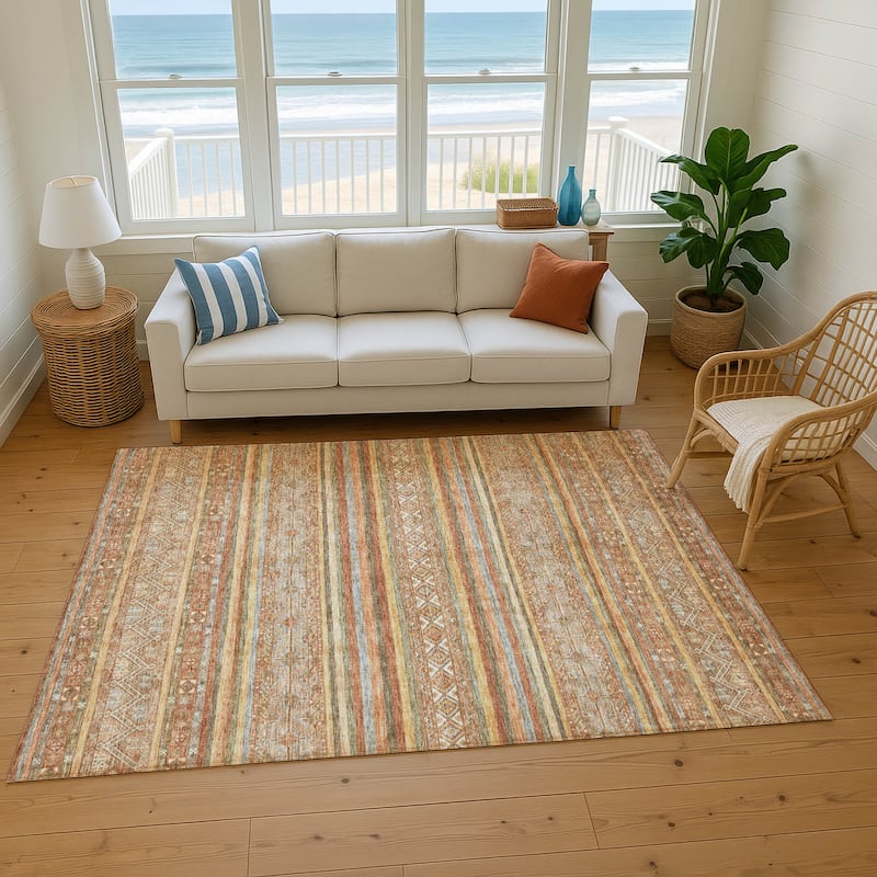 Premium Washable Super Soft Boho Stripes Mayfield Rug