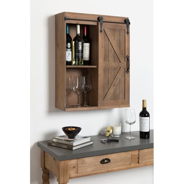 Shop Kate And Laurel Cates Wood Wall Storage Cabinet With Sliding Barn Door Overstock 20987280