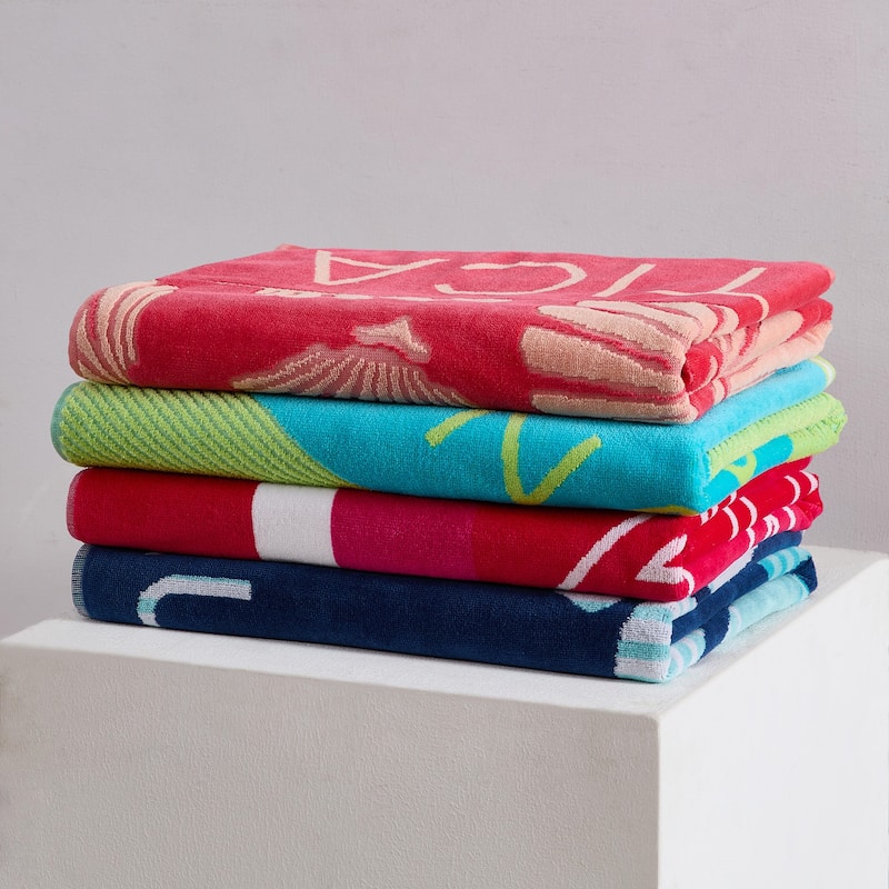 Nautica Printed Jacquard 2 Piece Beach Towel Set - 2 Piece