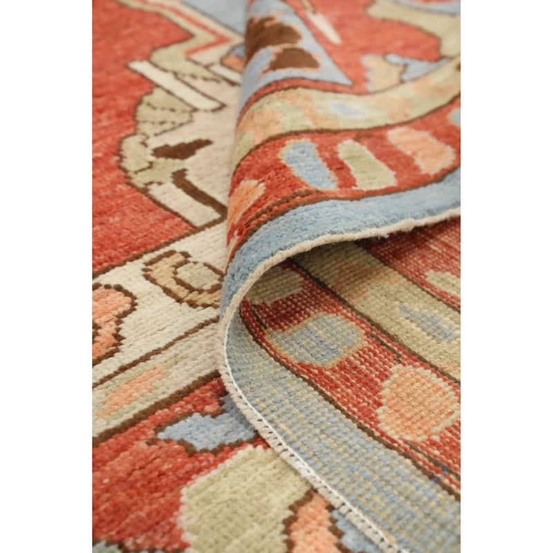 Hand Knotted Oriental 100% Wool Carpet Transitional Medallion Navy Blue & Blues Oushak Area Rug - 13' 6'' X 11' 2''