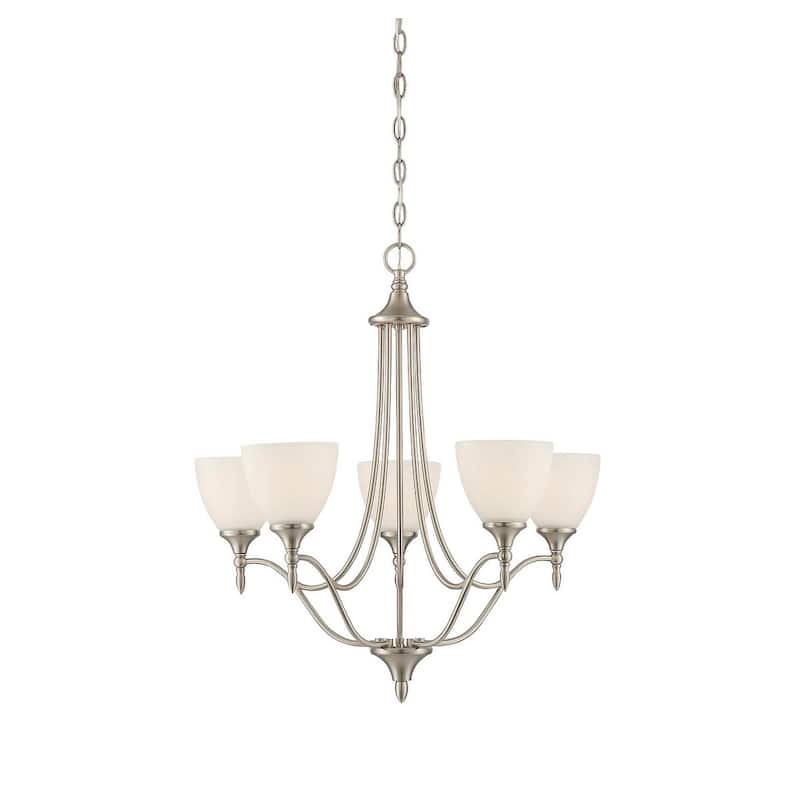 Transitional Style Chandelier - Satin Nickel Finish