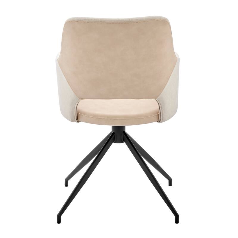 Darcie Armchair in Light Beige Fabric, Beige Leatherette and Black Base - Set of 1