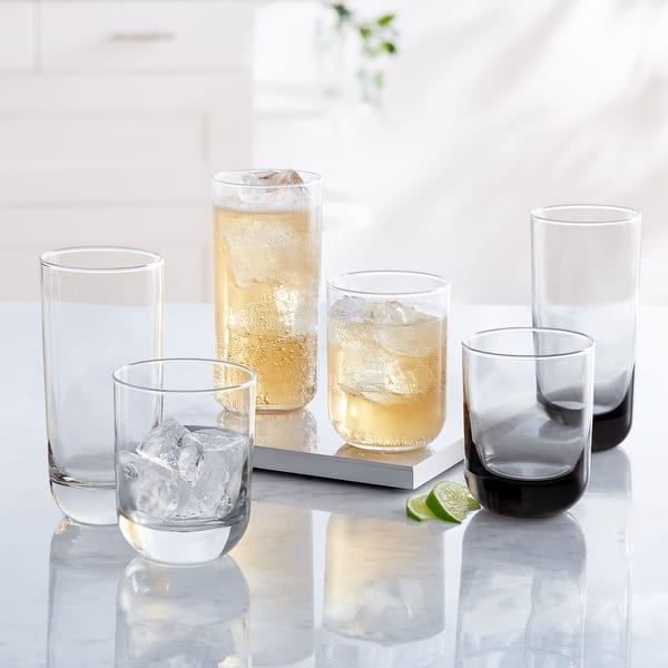 Libbey Polaris 16-Piece Tumbler and Rocks Glass Set, Smoke - Set of 16