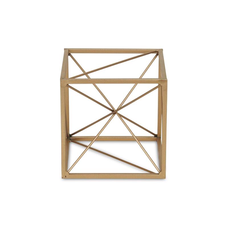 HomeRoots 6" Gold Metal Cube Sculpture - 6' X '6' X '6