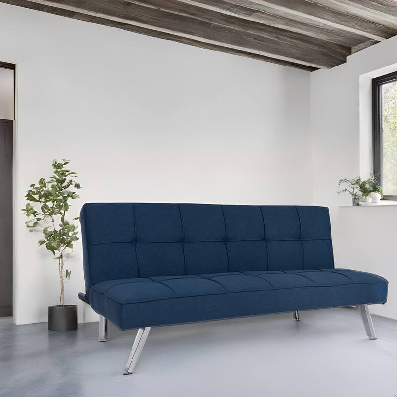 Modern Comfort Futon Sofa Bed - Tufted, Convertible, Linen Fabric, Sleeper Couch for Living Room or Guest Room