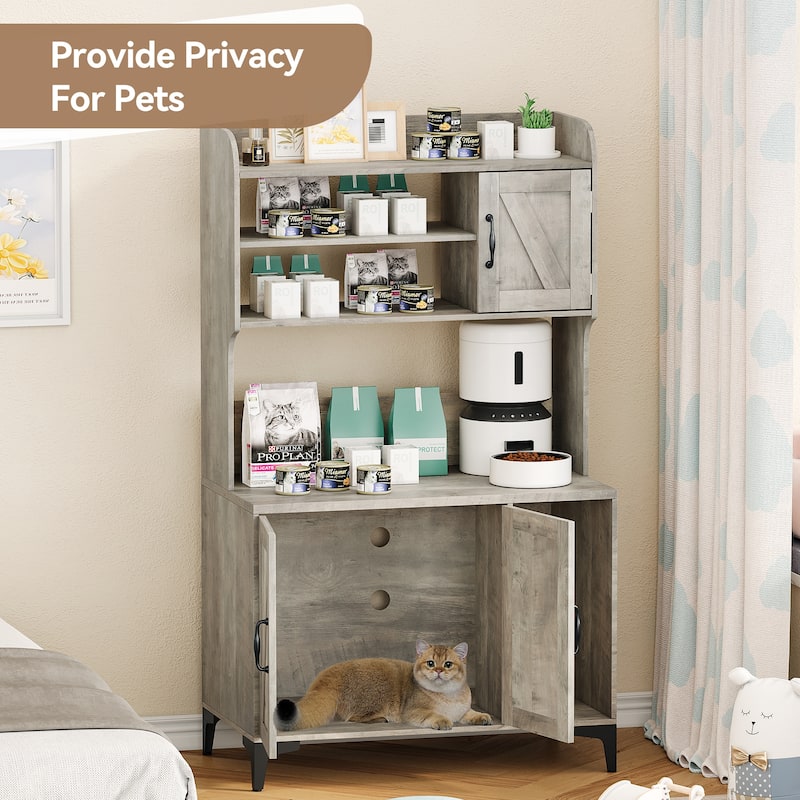 Cat Litter Box Furniture with Shelf Storage