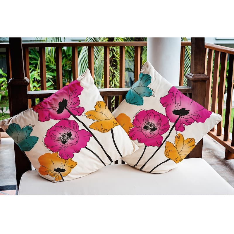 Popping Poppies Indoor/Outdoor Throw Pillow
