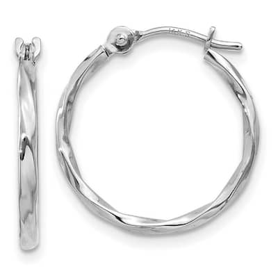Curata 14k White Gold Polished 1.5x15mm Twisted Hoop Earrings