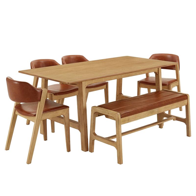 Pitea Scandinavian Wood Finish 6 - Person Dining Set by iNSPIRE Q Modern