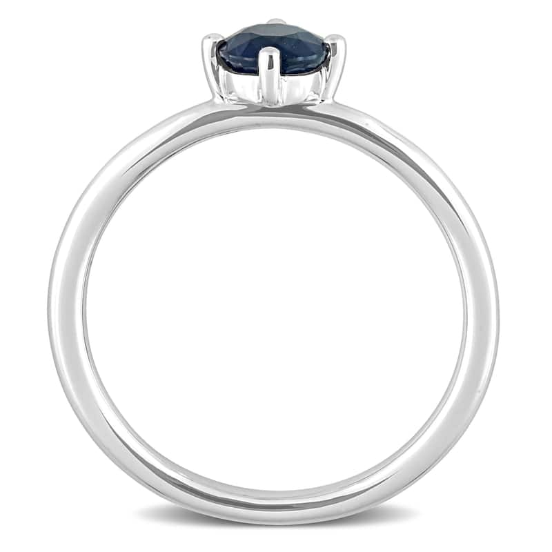 Miadora 10k White Gold Sapphire Solitaire Stackable Ring