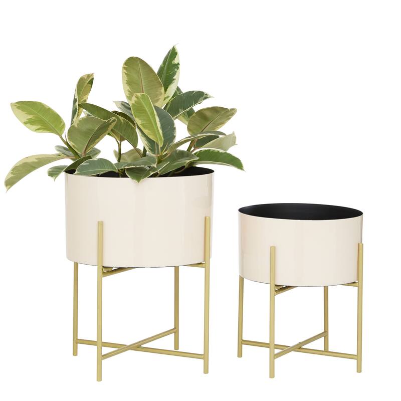 Iron Contemporary Planter (Set of 2) - S/2 12", 16"H