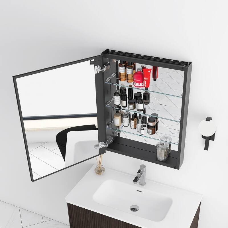 Rectangular Aluminum Medicine Cabinet with Mirror