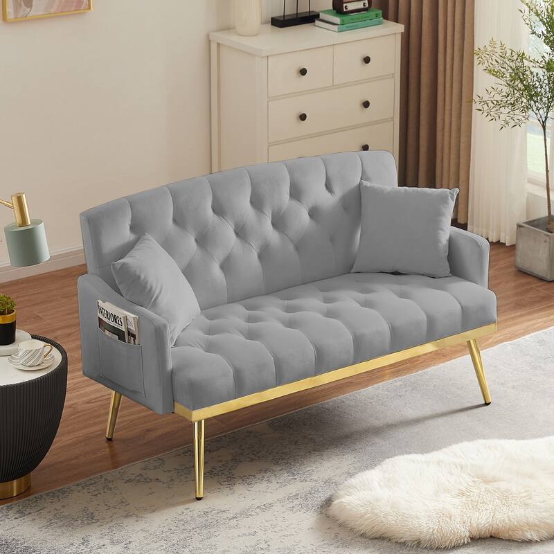 Modern Elegant Velvet Sofa, Accent Sofa Loveseat Sofa with Gold Metal