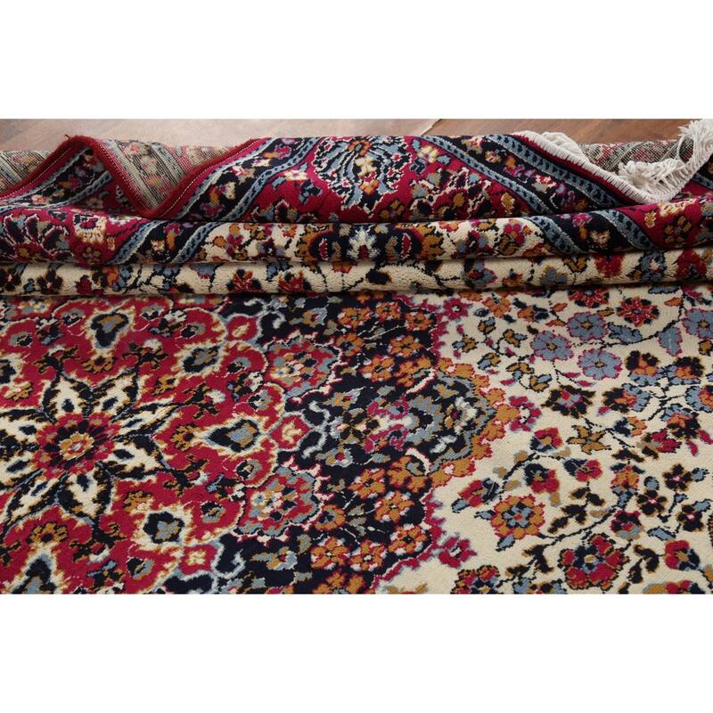 Floral Ivory Mashad Turkish Rug Machine Made Carpet - 6'4" x 9'6"
