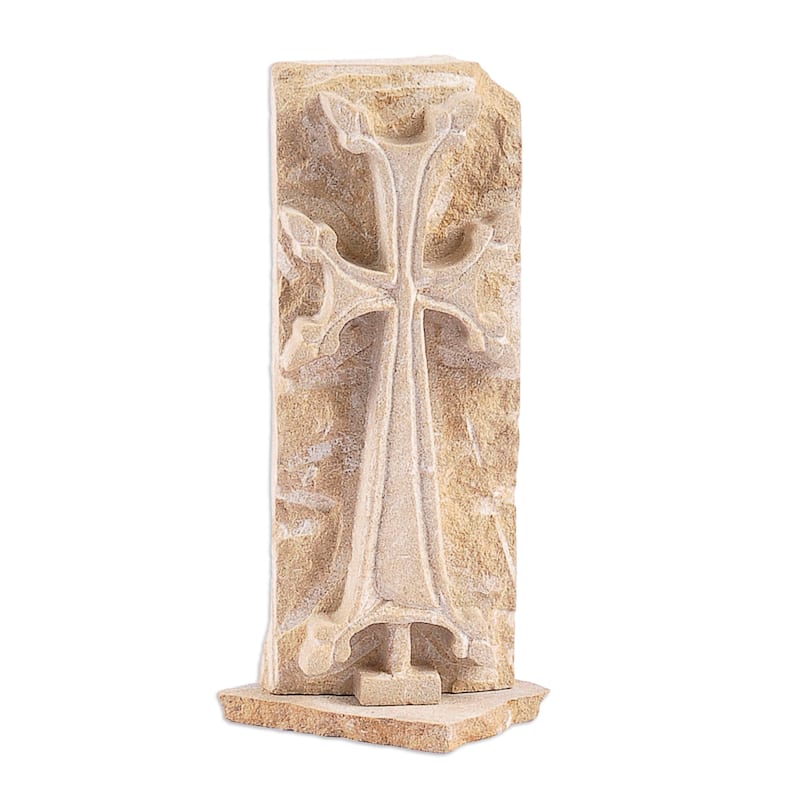 Novica Handmade Celtic Cross Felsite Stone Sculpture