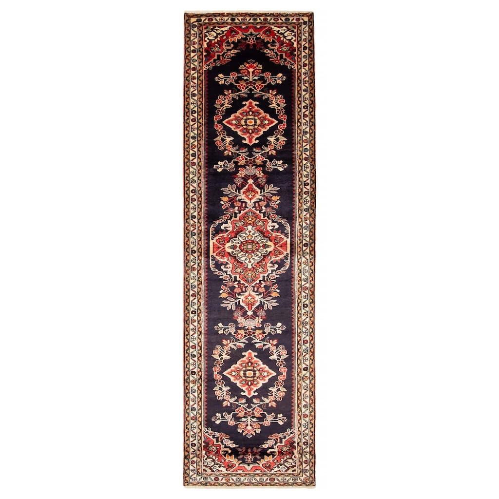 ECARPETGALLERY Hand-knotted Anadol Dark Navy Wool Rug - 2' 9" x 10' 1"