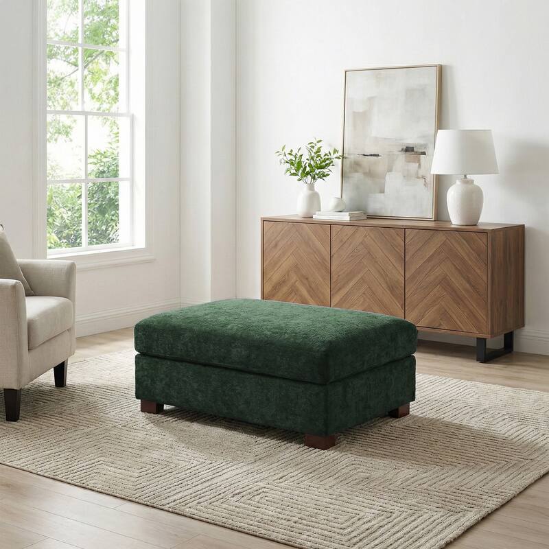 41" W Modern Rectangle Chenille Ottoman