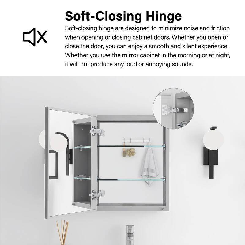 Rectangular Aluminum Medicine Cabinet with Mirror